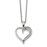 Sterling Silver Heart Necklace with CZ Accents and Rhodium Finish - 18